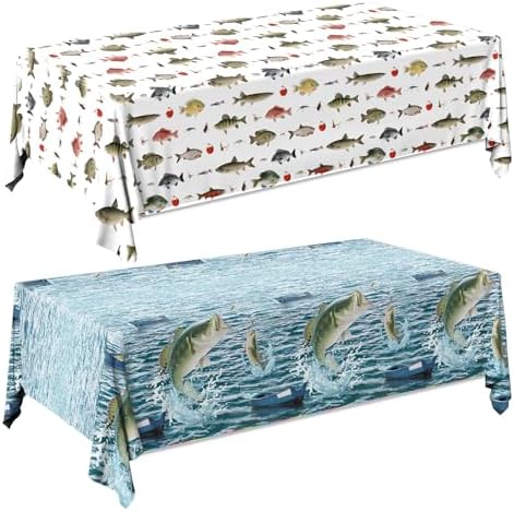 Juweked 2Pcs Fishing Table Cloth for Party Decorations