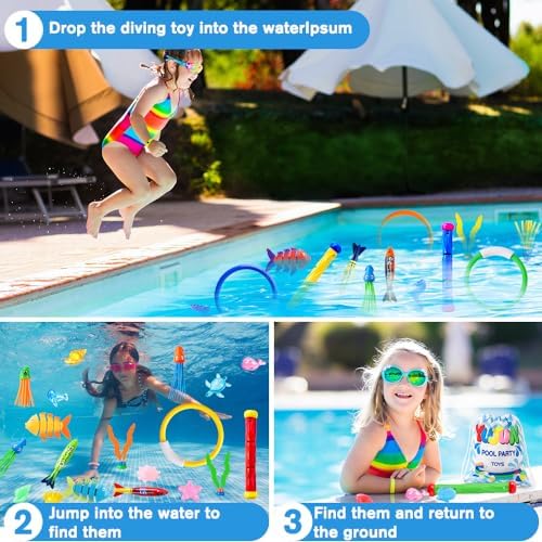 YUJUN 35PCS Pool Diving Toy Set for Kids