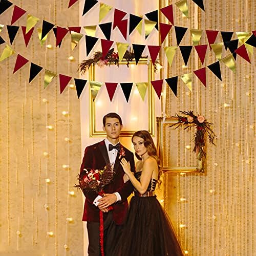 30 Ft Red Black Gold Party Banner Garland Decor