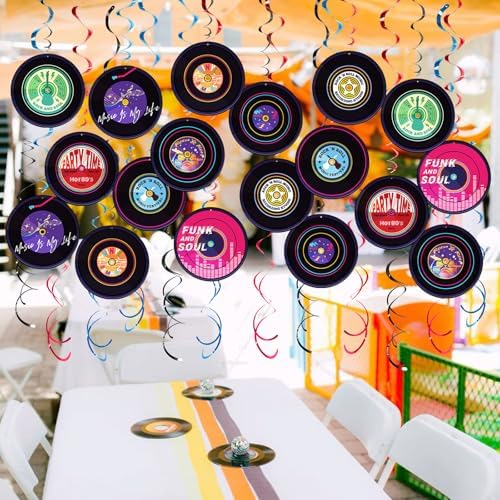 Rock and Roll Record Party Hanging Swirls 48 Pcs