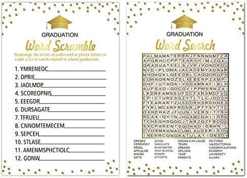 Graduation Party Word Scramble Game Cards 50 Pack