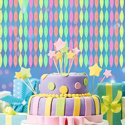 Neon Streamers Glow in The Dark Crepe Paper Set