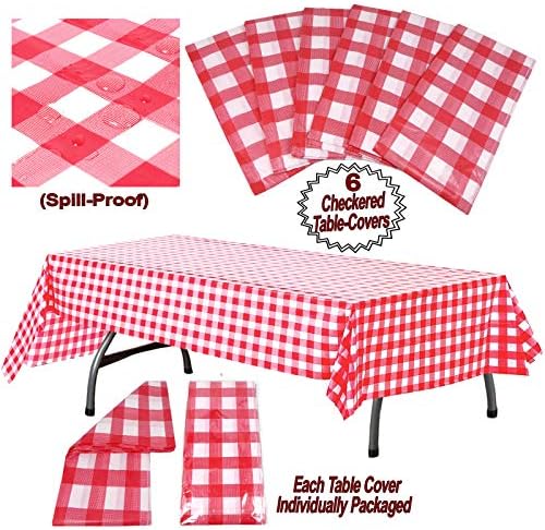 AnapoliZ Plastic Checkered Tablecloth 6 Pcs Pack