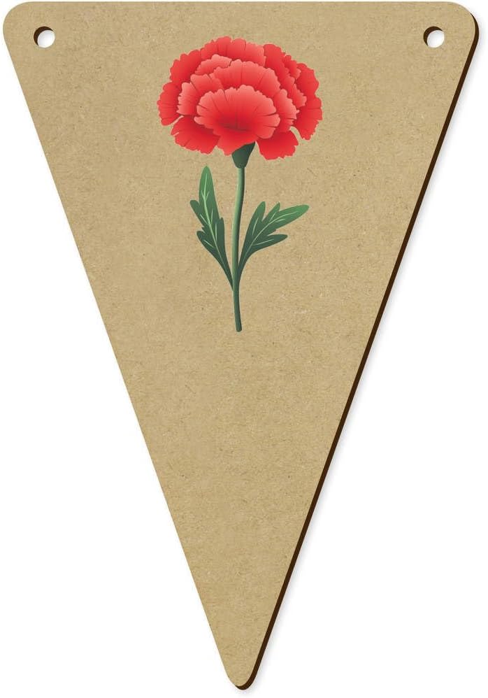 5pcs Single Carnation Flower Wooden Bunting Flags