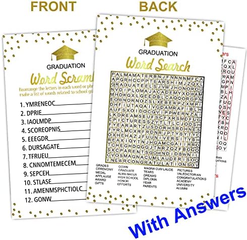 Graduation Party Word Scramble Game Cards 50 Pack
