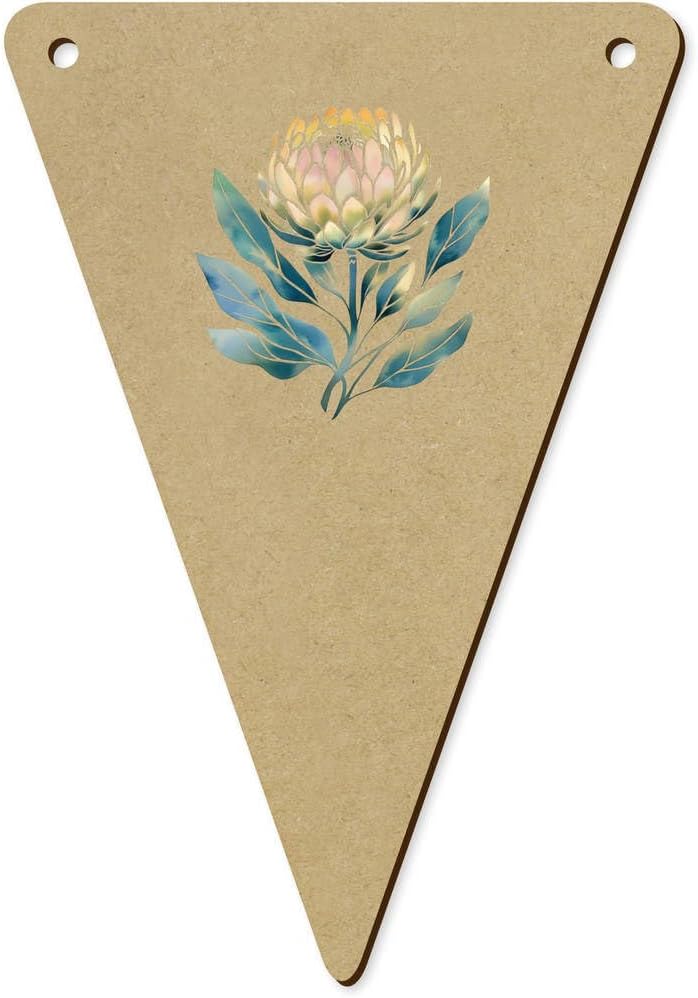 5 x 140mm Protea Flower with Leaves Wooden Bunting Flags