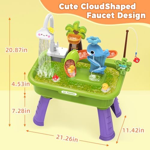 Water Table for Toddlers 1-3 with Pump and Fishing Game