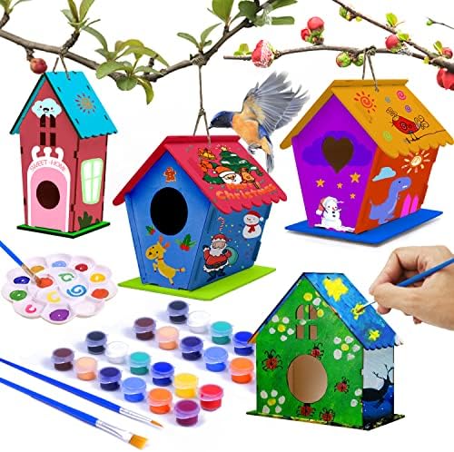 Hapray 4 Pack Bird House Crafts for Kids Ages 5-12
