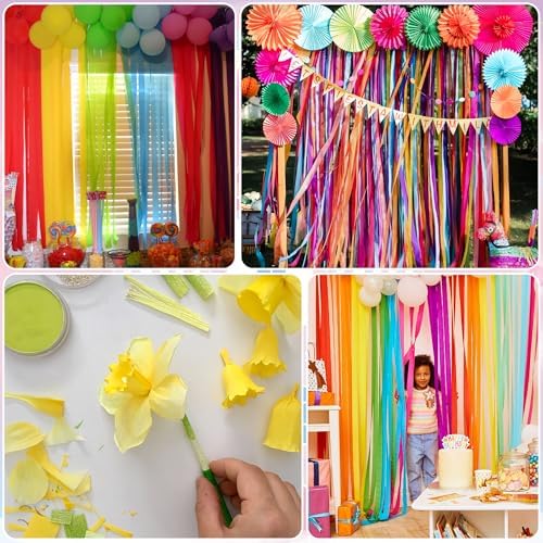 Oun Nana Crepe Paper Streamers 12 Rolls Pastel Rainbow
