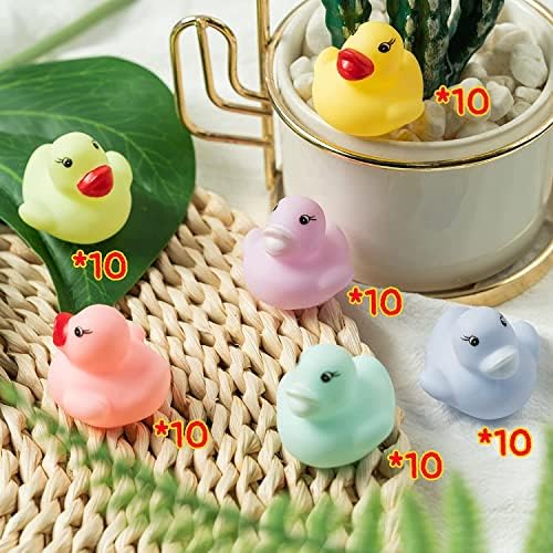 Haooryx 60Pcs Colorful Mini Rubber Ducks Set