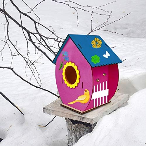 Glintoper 4 Pack DIY Wooden Birdhouse Kit