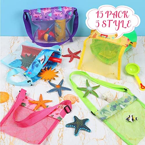 Frienda 15 Pack Mesh Beach Tote Bags for Kids