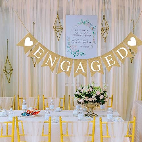 Engaged Burlap Banner Rustic Engagement Party Decorations