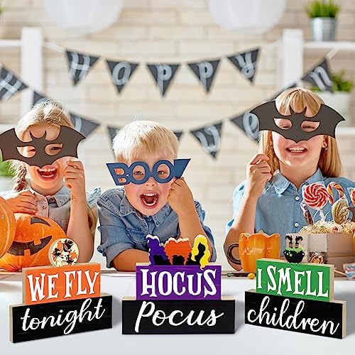 Halloween Wooden Signs 3PCS Table Decorations