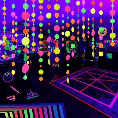 115 Feet UV Neon Garland Streamers for Black Light Parties
