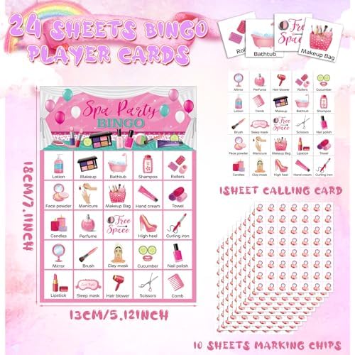 Liliful 35 Pcs Spa Party Bingo Set for 24 Players