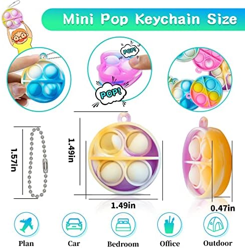 ONKULL Pop Fidget Keychain 30 Pack for Kids