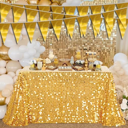 40M Gold Triangle Pennant Banner Garland for Parties