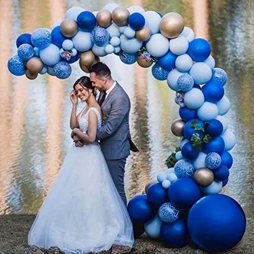 FOTIOMRG 12 Inch Royal Blue Balloons 50 Pack with Ribbon