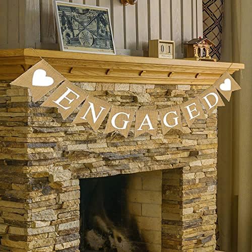 Engaged Burlap Banner Rustic Engagement Party Decorations