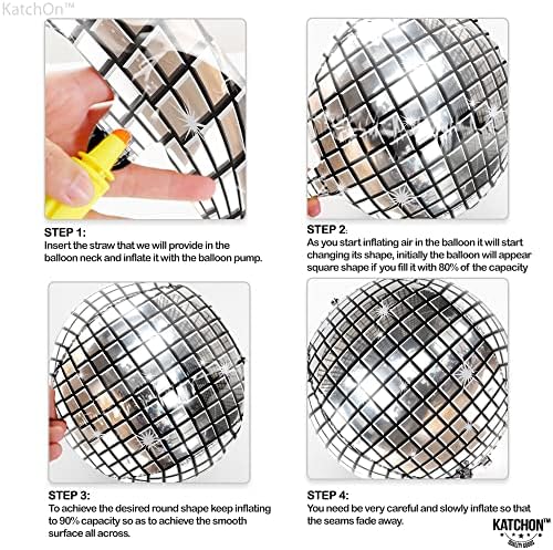 KatchOn Big Silver Disco Ball Balloons 22 Inch Pack of 6