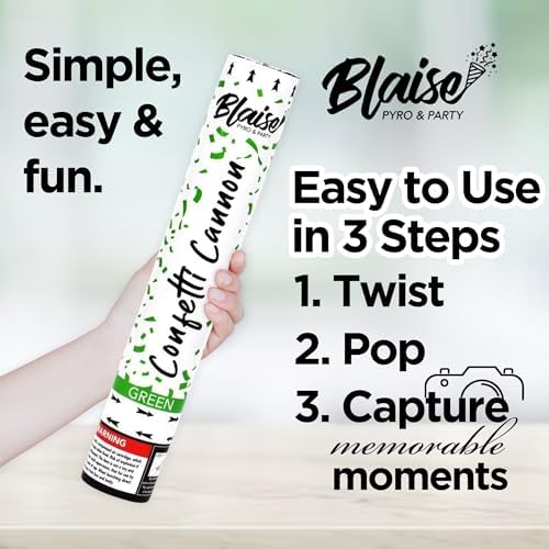 Blaise Pyro Party Green Confetti Poppers - 6 Pack 12 Inch