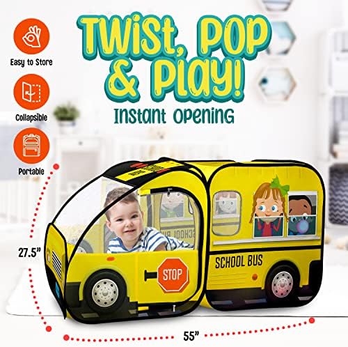 Kiddzery School Bus Pop Up Play Tent for Kids