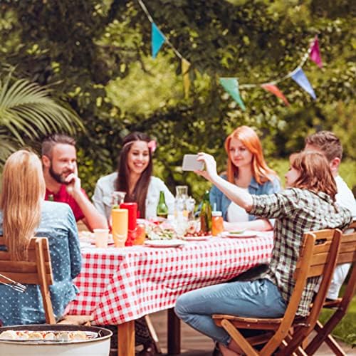 Gatherfun 3PCS Red White Gingham Waterproof Tablecloth for Easter Picnic Barbecue