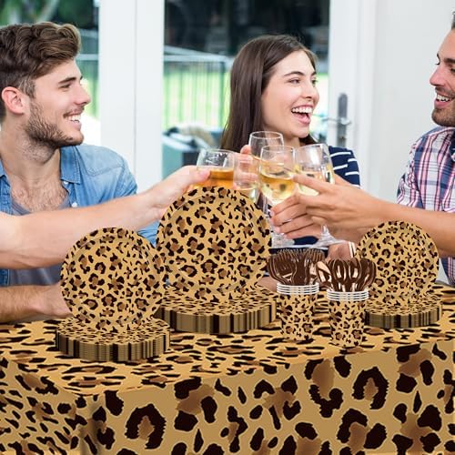 140PCS Leopard Print Party Decorations Set for 20 Guests