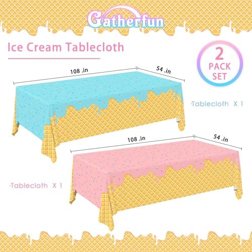 Gatherfun Ice Cream Tablecloth 2-Pack for Birthday Parties