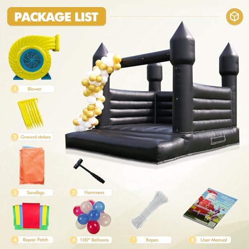 13FT Commercial Inflatable Black Bounce House for Halloween and Birthday Parties