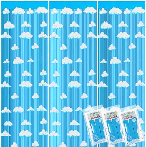 XunYee Clouds Theme Tinsel Curtains 5 Pack