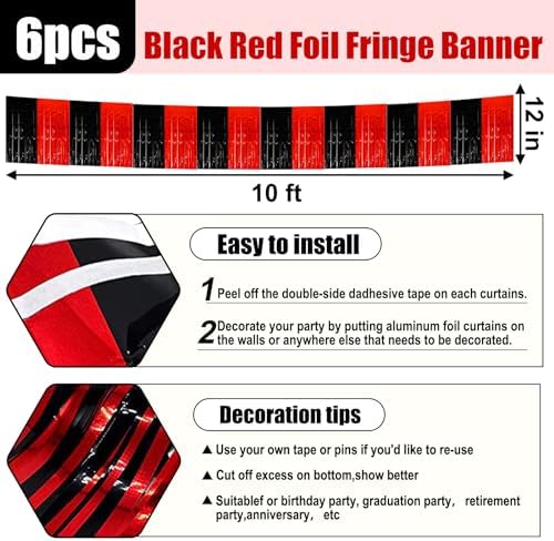 6 Pack 10 Feet Metallic Tinsel Streamers Garland