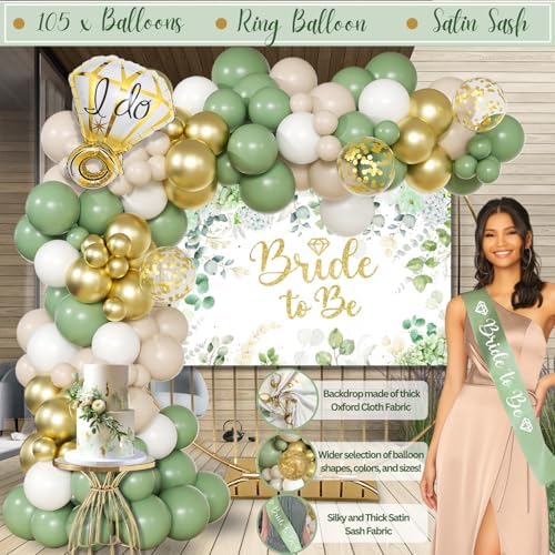RainMeadow 215 PC Bridal Shower Decorations Olive Sage Green