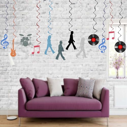 ZNVALE 60s Retro Rock Streamer Ceiling Decor 24Pcs Set
