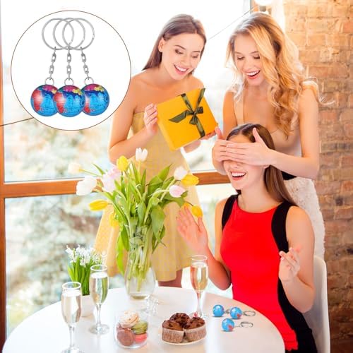 Oudain 24 Pcs Colorful Globe Keychains Bulk