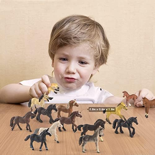 18 Pcs Plastic Realistic Pony Horse Toy Figures Set
