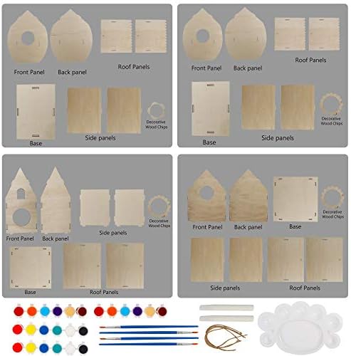 Glintoper 4 Pack DIY Wooden Birdhouse Kit
