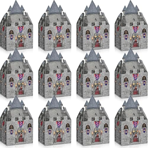 16-Pack Medieval Castle Cardboard Boxes for Party Decor
