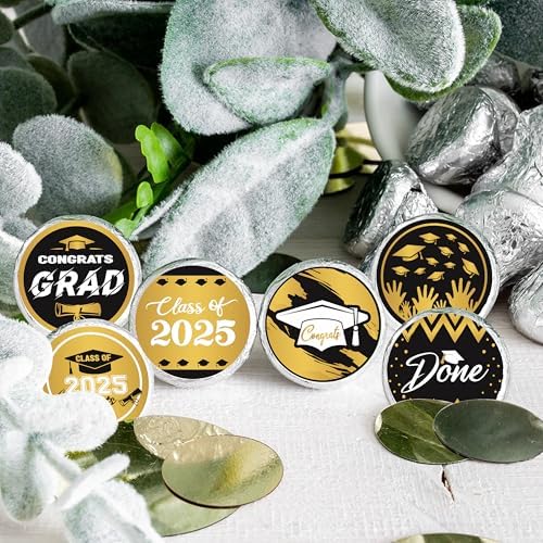 Gold and Black Graduation Party Favors Stickers 150 Count