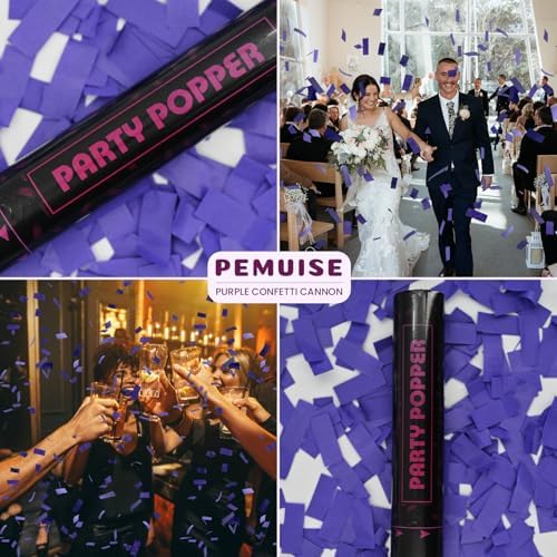 Purple Confetti Poppers 12 Pack Cannon for Parties