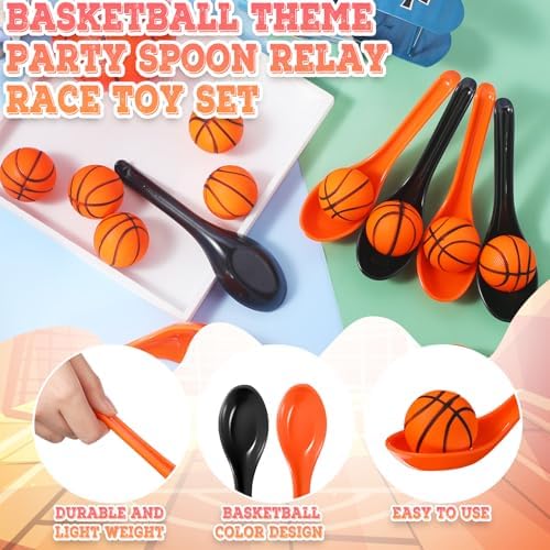 12 Pack Basketball Spoon Relay Race Game Set for Kids Adults