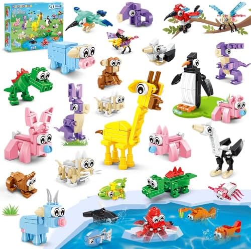 HOGOKIDS 20 Pack Animal Building Blocks Set