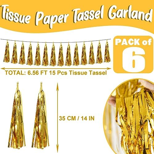 6P Gold Tassel Garland for Party Decorations