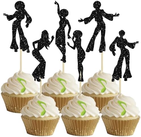 Gyufise 24Pcs 70s Disco Dancing Cupcake Toppers