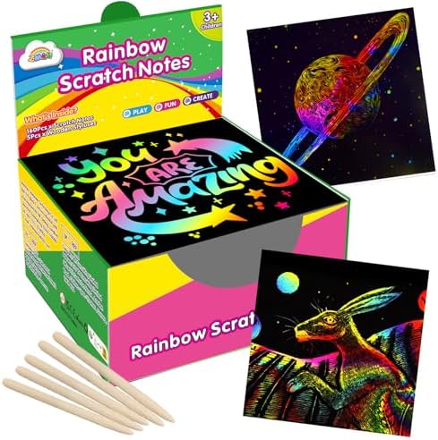 ZMLM Rainbow Scratch Art Papers with Styluses for Kids and Teens