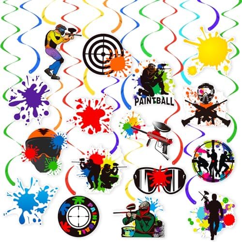 Paintball Party Hanging Swirls 24PCS Decorations