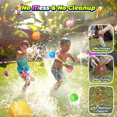 12Pcs Reusable Water Balloons for Kids Summer Pool Beach Toys