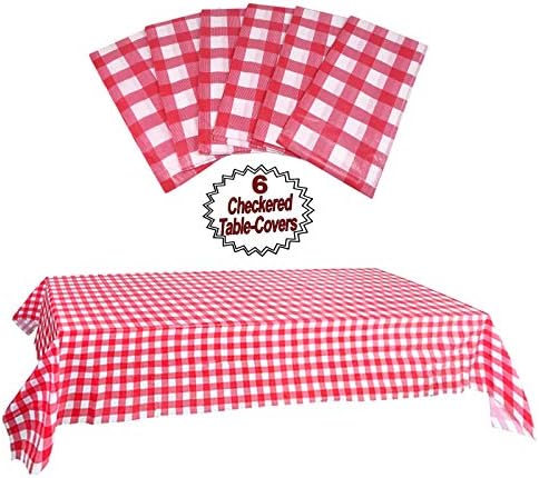 AnapoliZ Plastic Checkered Tablecloth 6 Pcs Pack