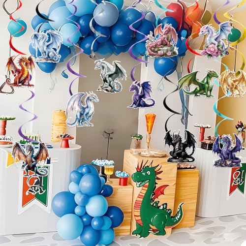 Dragon Birthday Party Decorations 12pcs Hanging Swirls